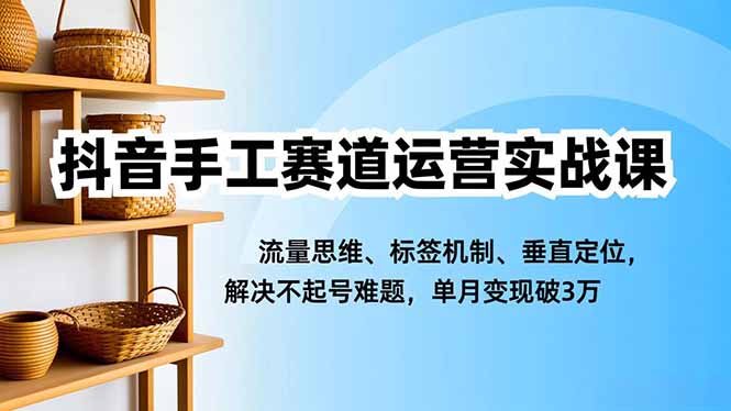 抖音手工赛道运营实战课，流量思维、标签机制、垂直定位，解决不起号难题，单月变现破3万-愛營銷俱樂部