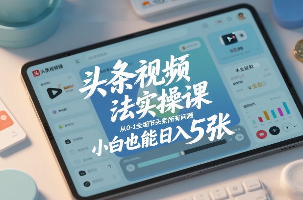 头条视频玩法实操课，从0-1全细节头条所有问题，小白也能日入5张-愛營銷俱樂部