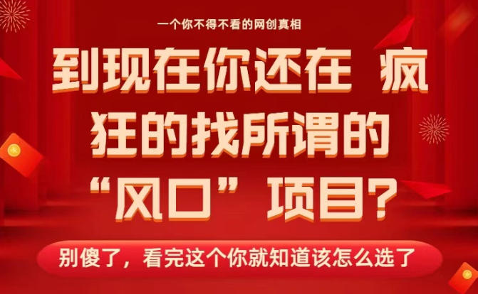 马上26年了，你还在找所谓的风口项目？别傻了，看完这个你全都懂了！【揭秘】-愛營銷俱樂部