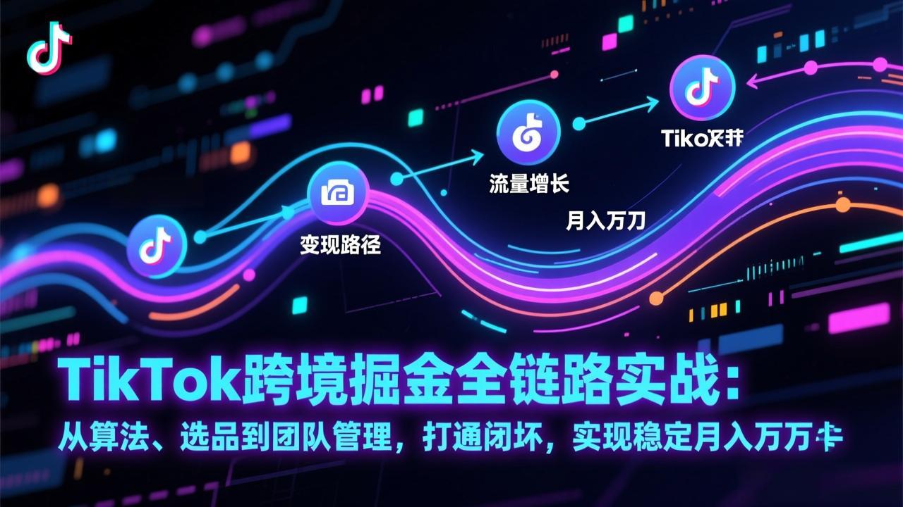 TikTok跨境掘金全链路实战：从算法、选品到团队管理，打通闭环，实现稳定月入万刀-愛營銷俱樂部