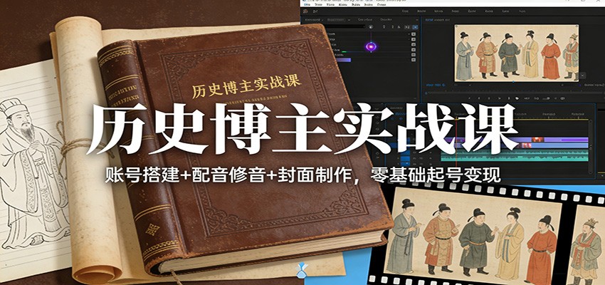 历史博主实战课:账号搭建+配音修音+封面制作,零基础起号变现-愛營銷俱樂部
