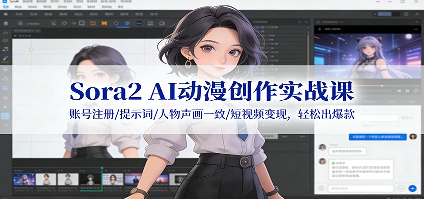 Sora2 AI动漫创作实战课：账号注册/提示词/人物声画一致/短视频变现，轻松出爆款-愛營銷俱樂部