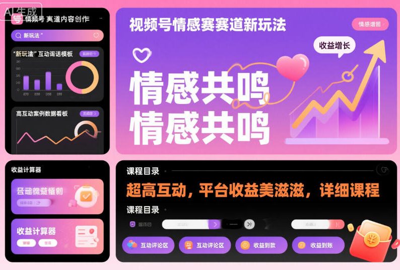 视频号情感赛道新玩法，超高互动，平台收益美滋滋，详细课程-愛營銷俱樂部