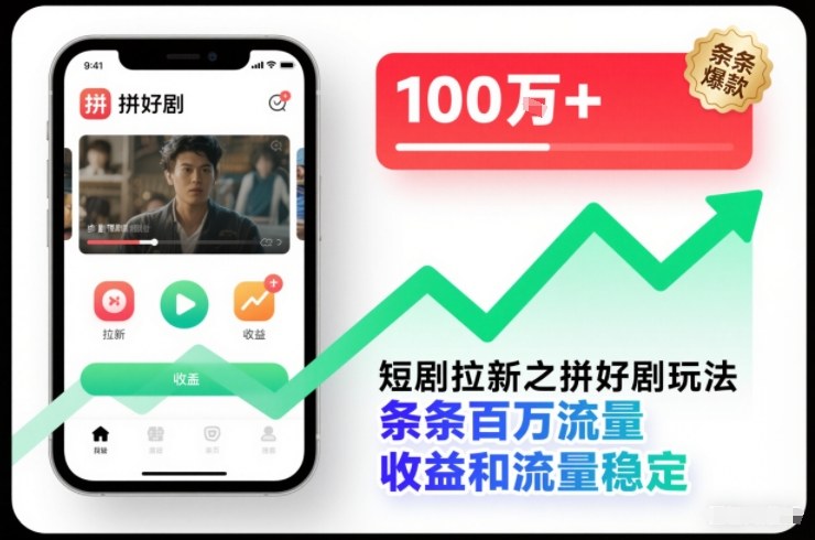 短剧拉新之拼好剧玩法，条条百万流量，收益和流量稳定-愛營銷俱樂部