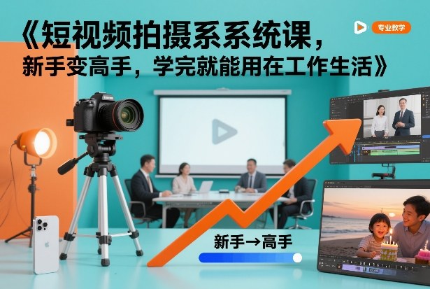 短视频拍摄系统课，新手变高手，学完就能用在工作生活-愛營銷俱樂部
