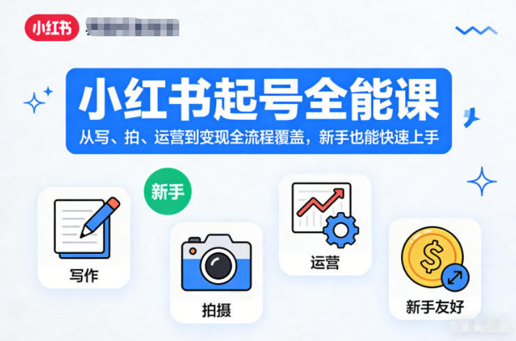 小红书起号全能课，从写、拍、运营到变现全流程覆盖，新手也能快速上手-愛營銷俱樂部