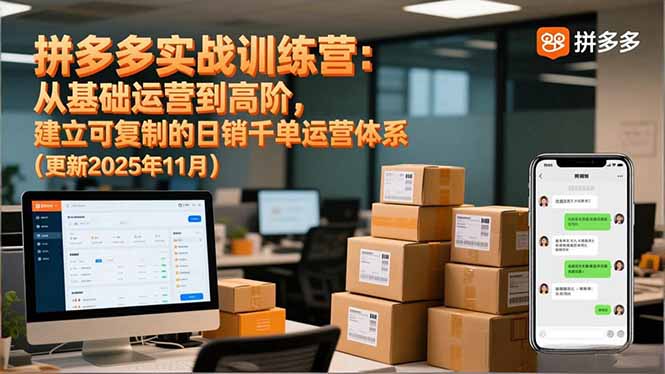 拼多多实战训练营：从基础运营到高阶，建立可复制的日销千单运营体系(更新11月-愛營銷俱樂部