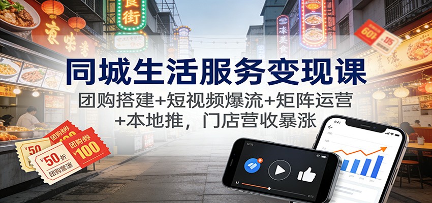 同城生活服务变现课：团购搭建+短视频爆流+矩阵运营+本地推，门店营收暴涨-愛營銷俱樂部