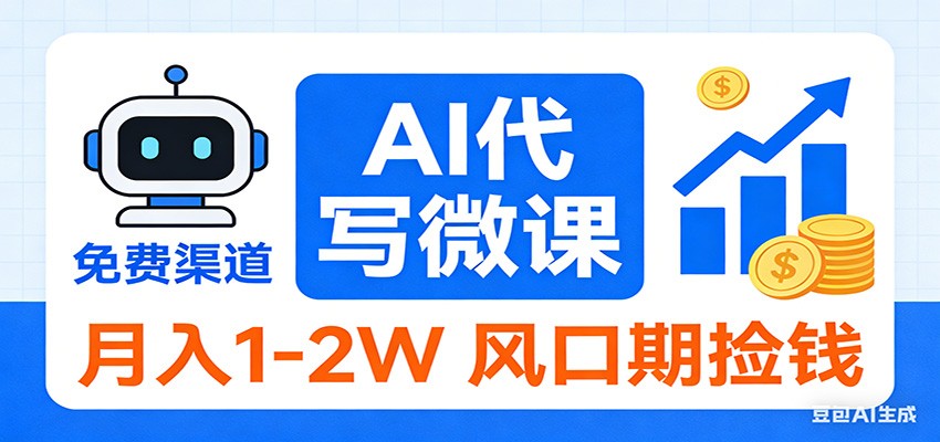 2026告别打工！AI 代写微课，提供免费渠道，月入 1-2W 风口期捡钱-愛營銷俱樂部