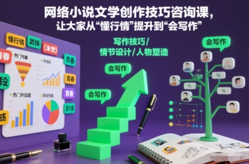 网络小说文学创作技巧咨询课，让大家从“懂行情”提升到”会写作”的高度-愛營銷俱樂部