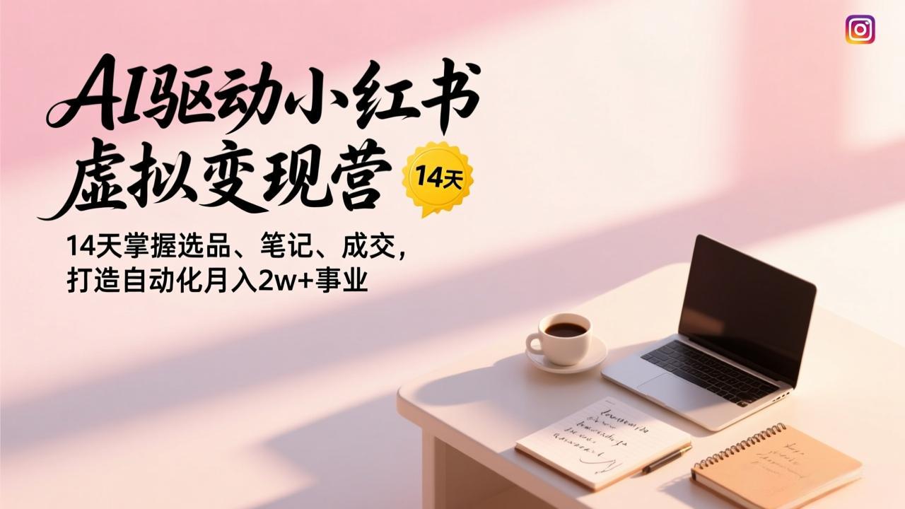 AI驱动小红书虚拟变现营,14天掌握选品、笔记、成交,打造自动化月入2w+事业-愛營銷俱樂部