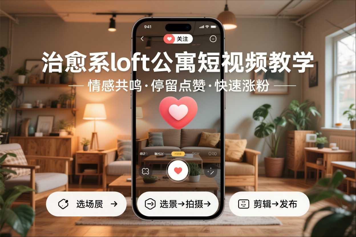 治愈系loft公寓短视频制作教学，情感共鸣引停留点赞关注，快速起号涨粉-愛營銷俱樂部