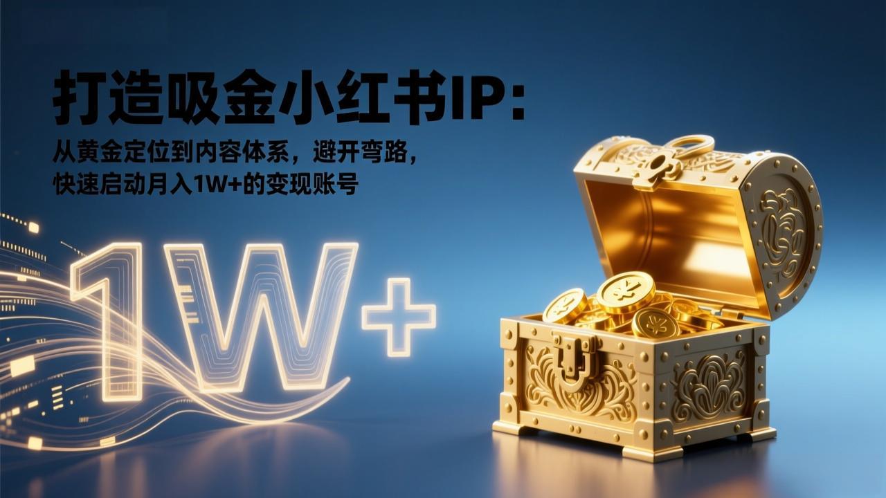 打造吸金小红书IP：从黄金定位到内容体系，避开弯路，快速启动月入1W+的变现账号-愛營銷俱樂部