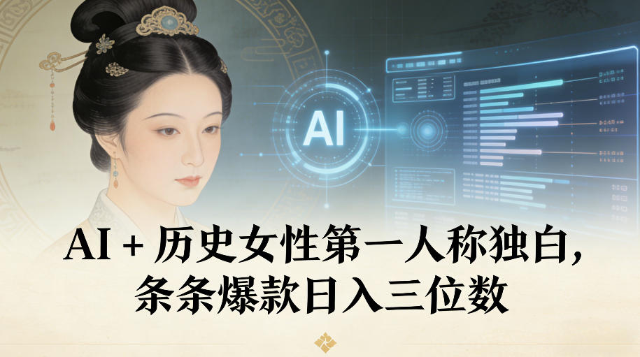 AI+历史女性第一人称独白，条条爆款日入三位数-愛營銷俱樂部