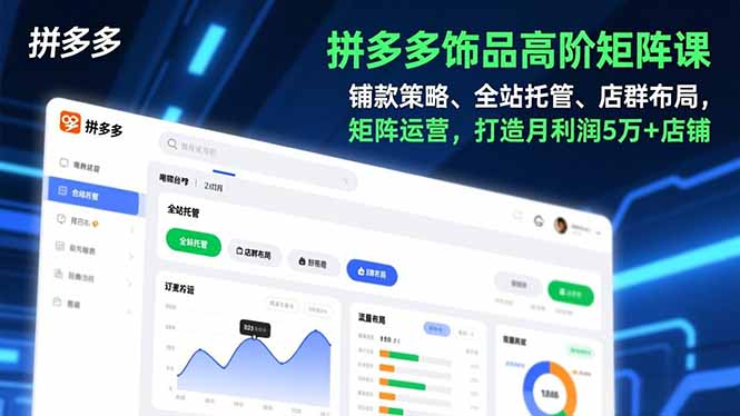 拼多多饰品高阶矩阵课，铺款策略、全站托管、店群布局，矩阵运营，打造月利润5万+店铺-愛營銷俱樂部