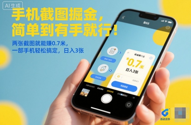 手机截图掘金,简单到有手就行!两张截图就能賺0.7米,一部手机轻松搞定,日入3张【揭秘】-愛營銷俱樂部