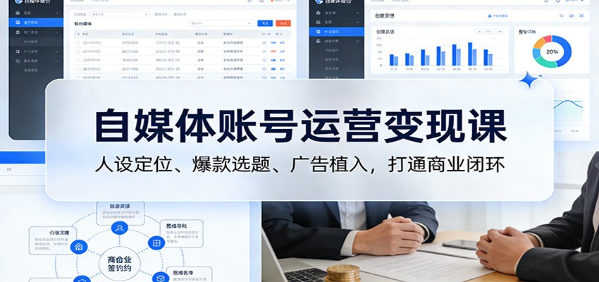 自媒体账号运营变现课：人设定位、爆款选题、广告植入，打通商业闭环-愛營銷俱樂部