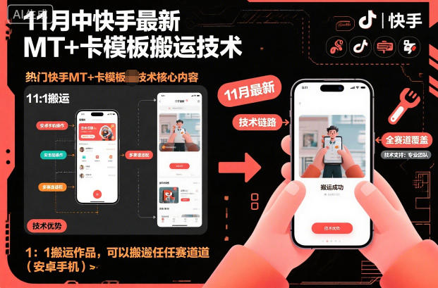 11月中快手最新MT+卡模板搬运技术，1：1搬运作品，可以搬运任何赛道(安卓手机)-愛營銷俱樂部