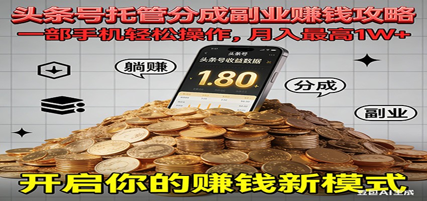 全程托管今日头条，一部手机就可以开干，最高躺赚1W+-愛營銷俱樂部