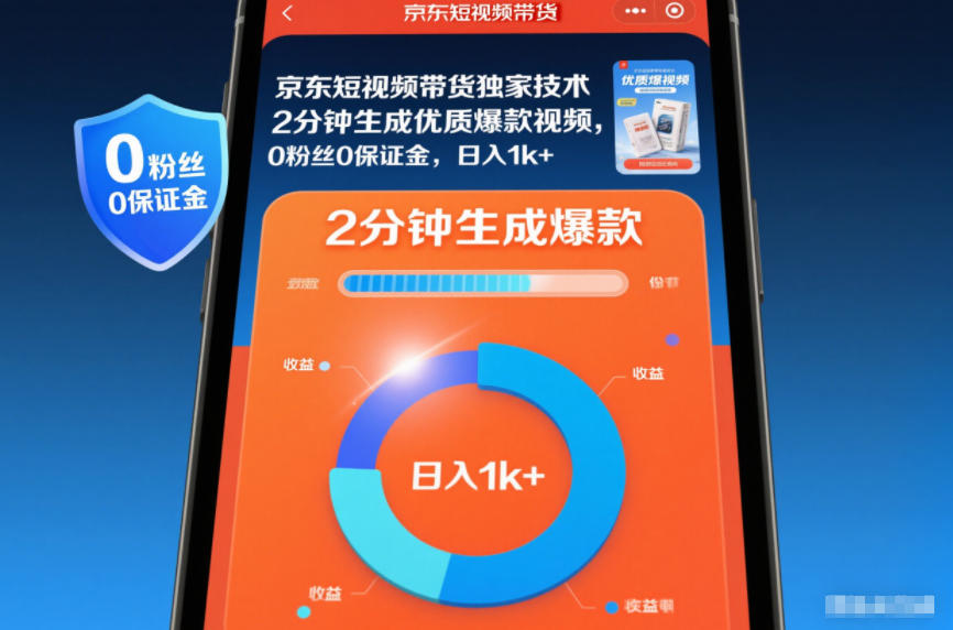 京东短视频带货独家技术，2分钟生成一条优质爆款视频，0粉丝0保证金，日入1k+【揭秘】-愛營銷俱樂部