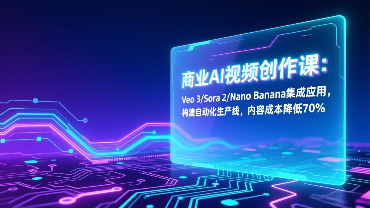 商业AI视频创作课：Veo 3/Sora 2/Nano Banana集成应用，构建自动化生产线，内容成本降低70%-愛營銷俱樂部