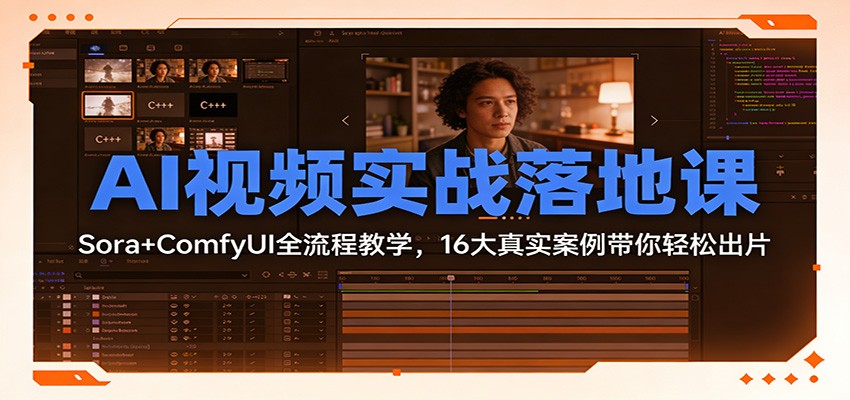 AI视频实战落地课：Sora+ComfyUI全流程教学，16大真实案例带你轻松出片-愛營銷俱樂部