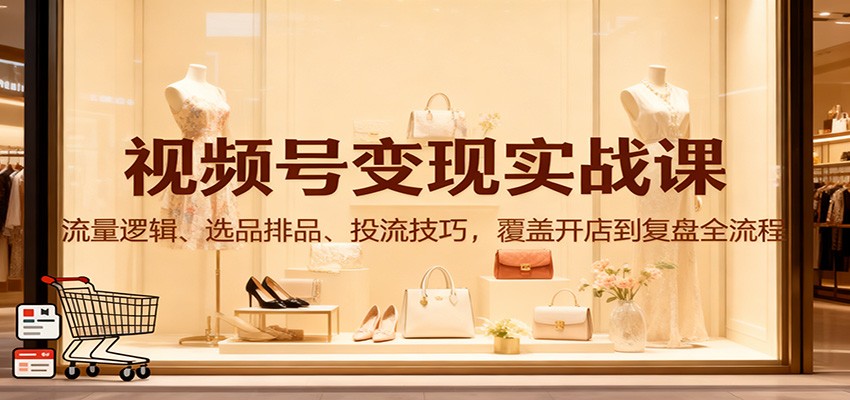 视频号变现实战课：流量逻辑、选品排品、投流技巧，覆盖开店到复盘全流程-愛營銷俱樂部