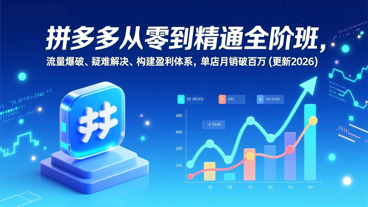 拼多多从零到精通全阶班，流量爆破、疑难解决，构建盈利体系，单店月销破百万(更新2026-愛營銷俱樂部