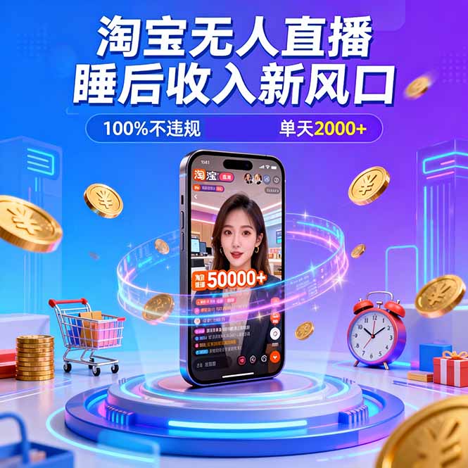 淘宝无人直播，不违规不封号，直播100小时卖了5万，年底旺季！-愛營銷俱樂部