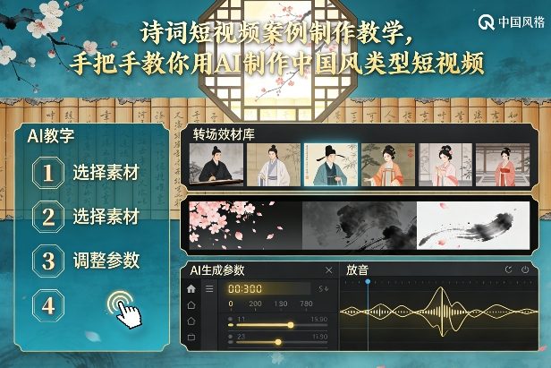 古诗词短视频案例制作教学，手把手教你用AI制作中国风类型短视频-愛營銷俱樂部