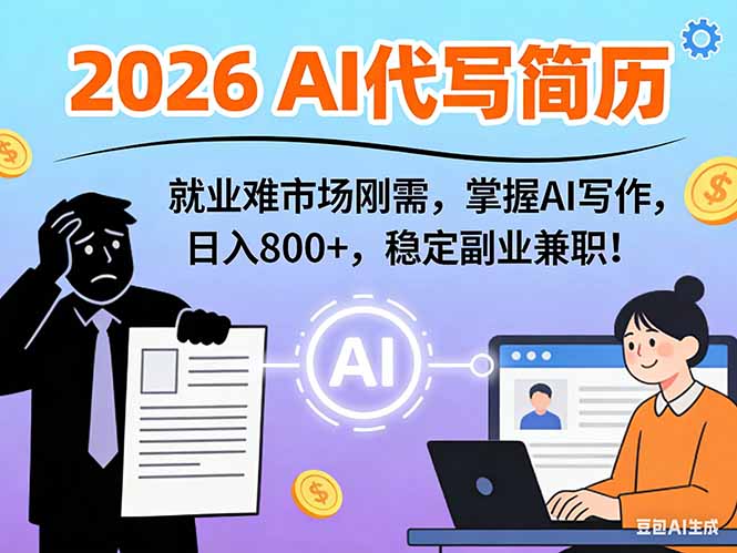 AI代写简历，超暴利，用万能模板月入1-3万实战教程，2026年市场刚需！-愛營銷俱樂部