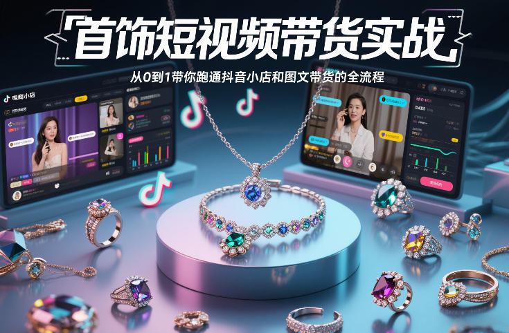 首饰短视频带货实战，从0到1带你跑通抖音小店和图文带货的全流程-愛營銷俱樂部