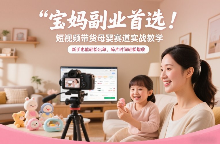 宝妈副业首选！短视频带货母婴赛道实战教学，新手也能轻松出单，碎片时间轻松增收-愛營銷俱樂部
