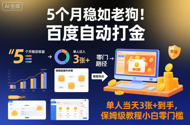 5个月稳如老狗！百度自动打金，单人当天3张+到手，保姆级教程小白零门槛【揭秘】-愛營銷俱樂部