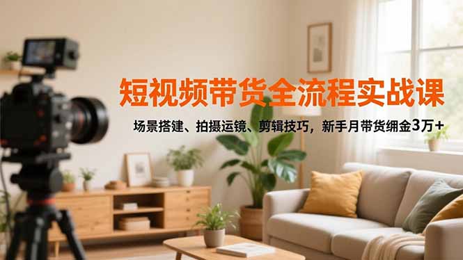 短视频带货全流程实战课,场景搭建、拍摄运镜、剪辑技巧,新手月带货佣金3万+-愛營銷俱樂部