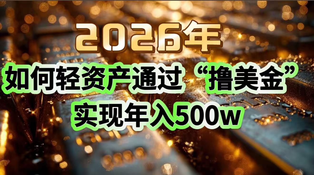 2026年如何轻资产通过“撸美金”实现年入500w-愛營銷俱樂部