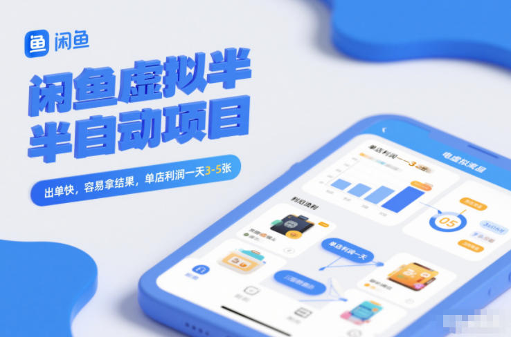 闲鱼虚拟半自动项目，出单快，容易拿结果，单店利润一天3-5张-愛營銷俱樂部