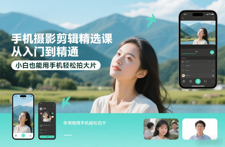 手机摄影剪辑精选课，从入门到精通，小白也能用手机轻松拍大片-愛營銷俱樂部