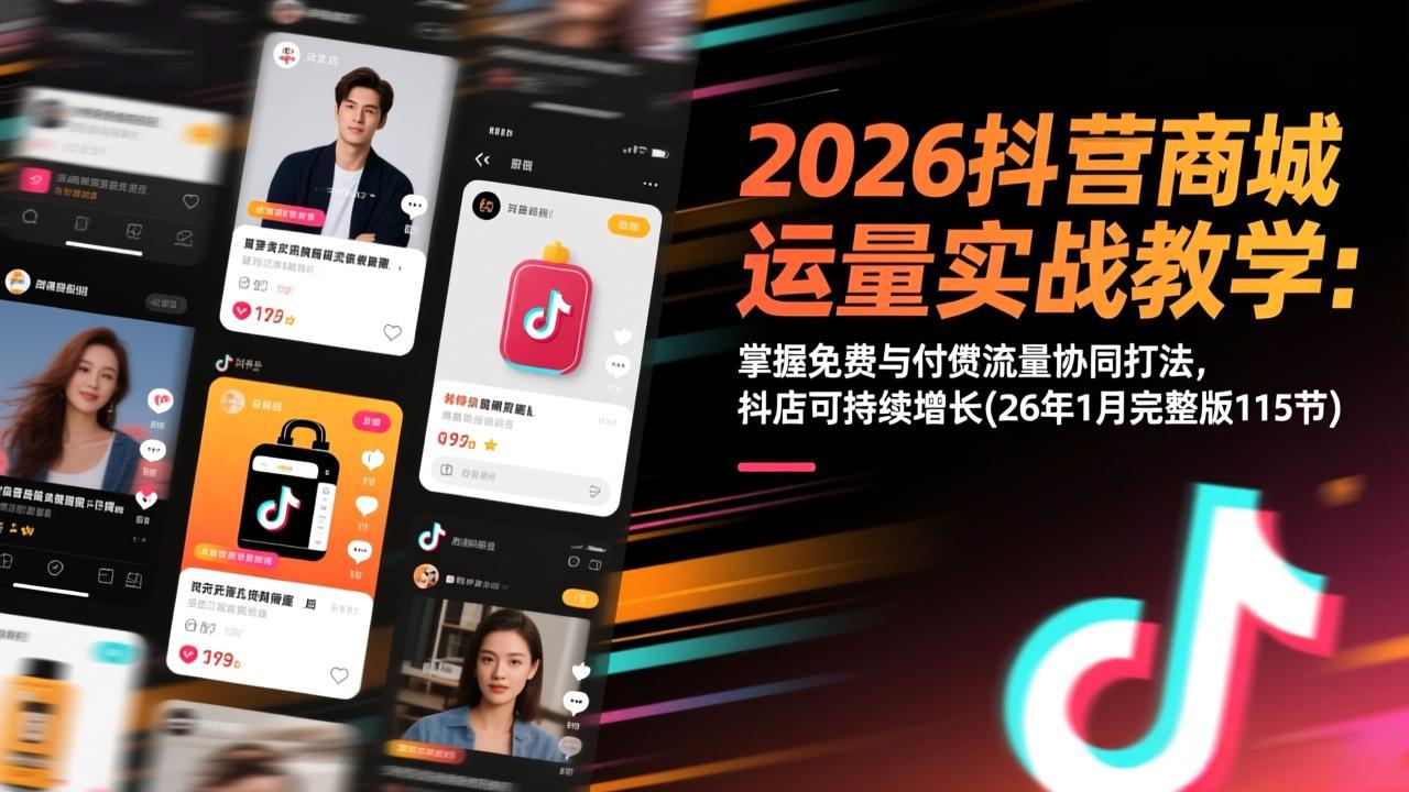 2026抖音商城运营实战教学：掌握免费与付费流量协同打法，抖店可持续增长(26年1月完整版115节-愛營銷俱樂部