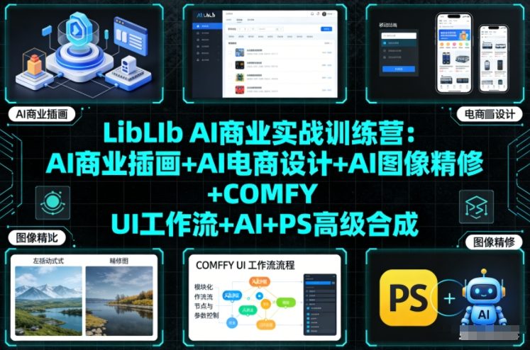 LibLIb AI商业实战训练营：AI商业插画+AI电商设计+AI图像精修+COMFY UI工作流+AI+PS高级合成-愛營銷俱樂部
