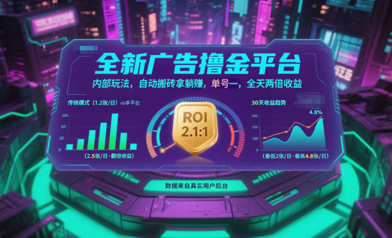 全新广告撸金平台，内部玩法，自动搬砖拿躺賺，单号一天保底2张+，全天两倍收益【揭秘】-愛營銷俱樂部