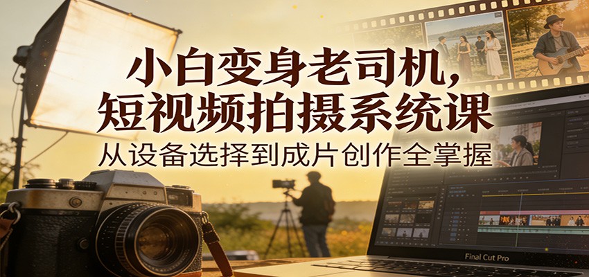 小白变身老司机，短视频拍摄系统课，从设备选择到成片创作全掌握-愛營銷俱樂部
