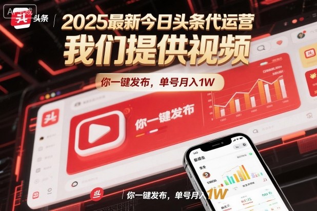 2025最新今日头条代运营，我们提供视频，你一键发布，单号月入1W【揭秘】-愛營銷俱樂部