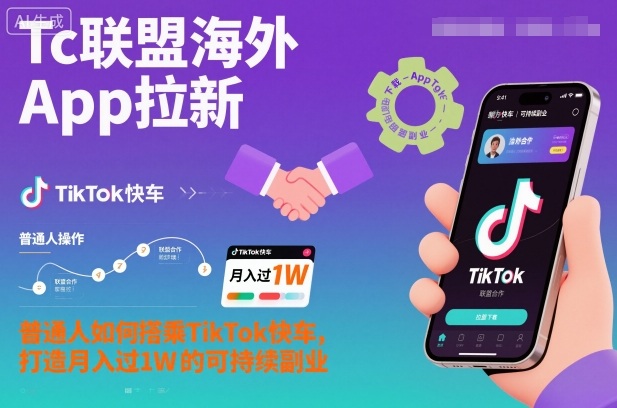 Tc联盟海外App拉新：普通人如何搭乘TikTok快车，打造月入过1W的可持续副业-愛營銷俱樂部