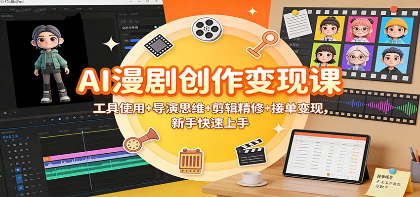AI漫剧创作变现课：工具使用+导演思维+剪辑精修+接单变现，新手快速上手-愛營銷俱樂部