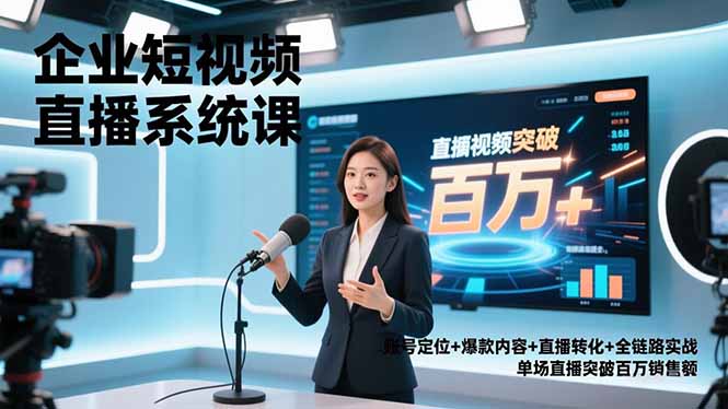 企业短视频直播系统课，账号定位+爆款内容+直播转化+全链路实战，单场直播突破百万销售额-愛營銷俱樂部