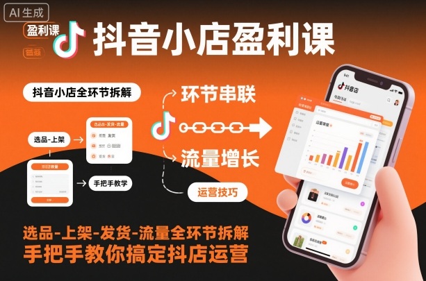 抖音小店盈利课-选品-上架-发货-流量全环节拆解,手把手教你搞定抖店运营-愛營銷俱樂部