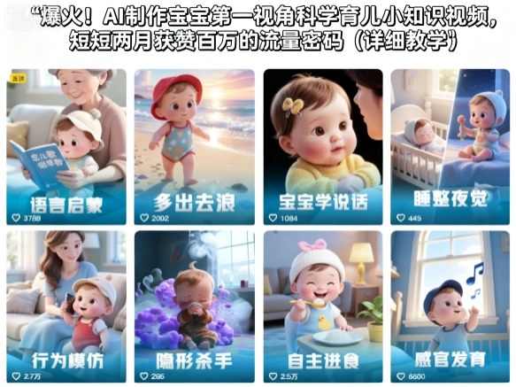 爆火！AI制作宝宝第一视角科学育儿小知识视频，短短两月获赞百万的流量密码（详细教学）-愛營銷俱樂部