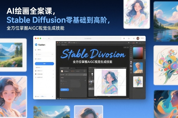 AI绘画全案课,Stable Diffusion零基础到高阶,全方位掌握AIGC视觉生成技能-愛營銷俱樂部