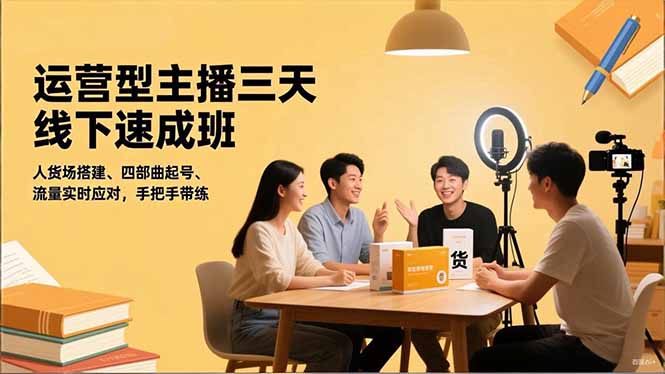 运营型主播三天线下班，人货场搭建,四部曲起号,流量实时应对，手把手带练-愛營銷俱樂部